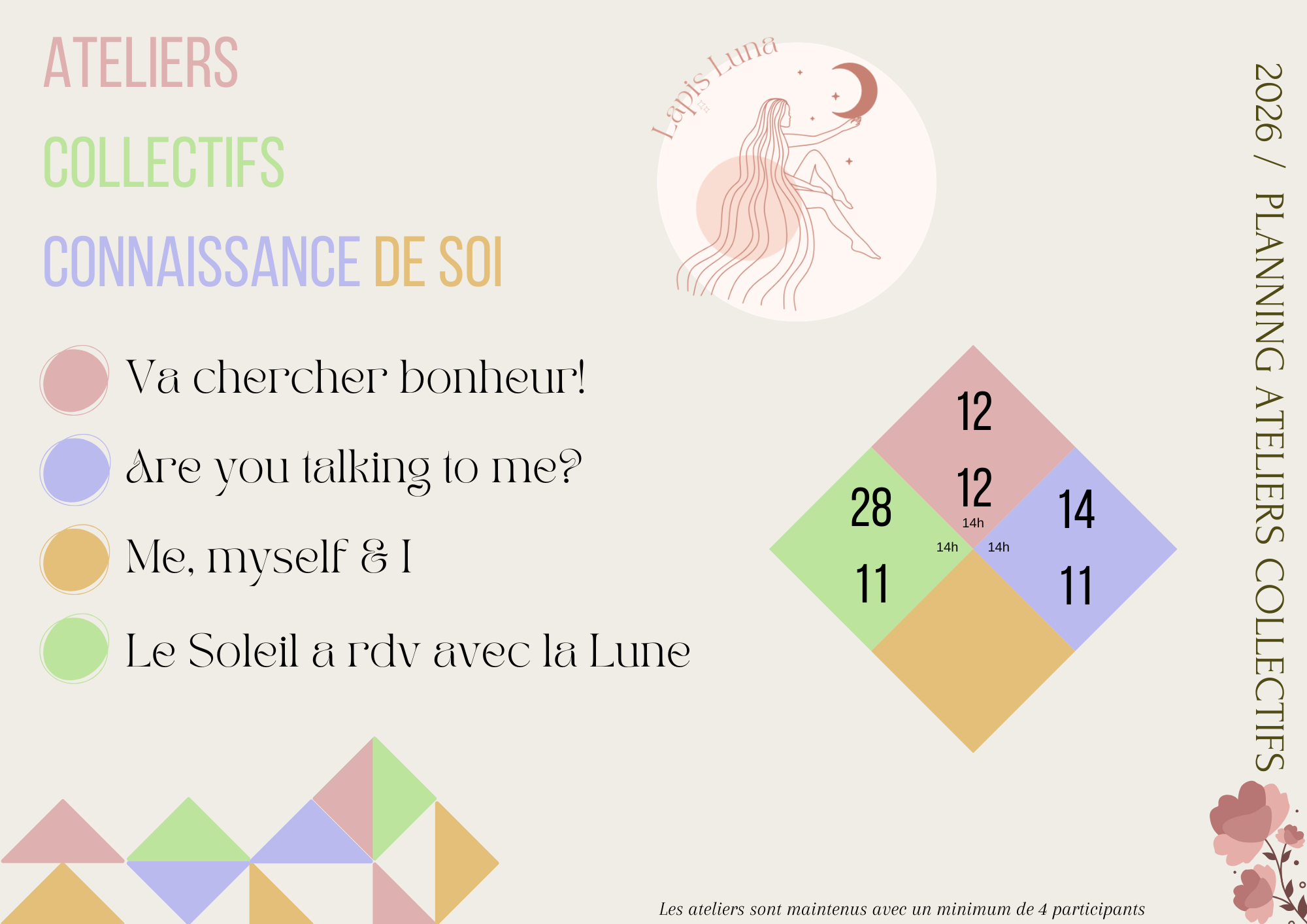 Planning ateliers (4) ateliers collectifs
